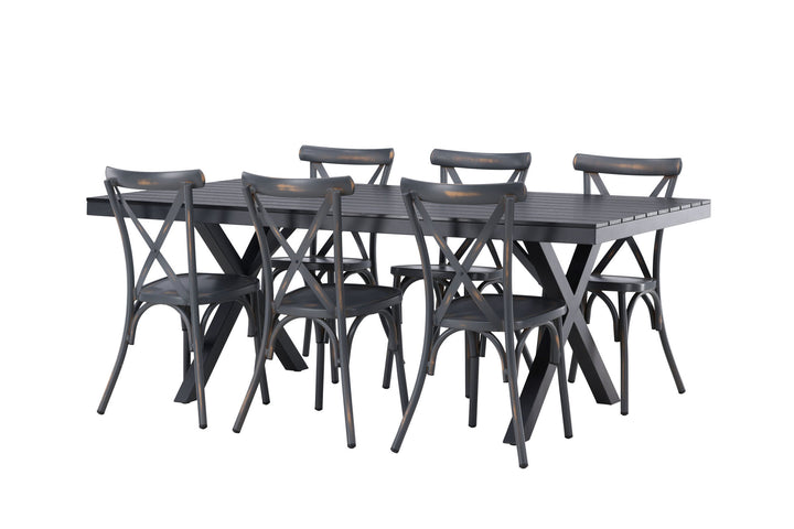 Venture Home Garcia Diningtable Alumnium - Black / Rectangular 100*200* +Tablas Diningchair Aluminium - Black / _6