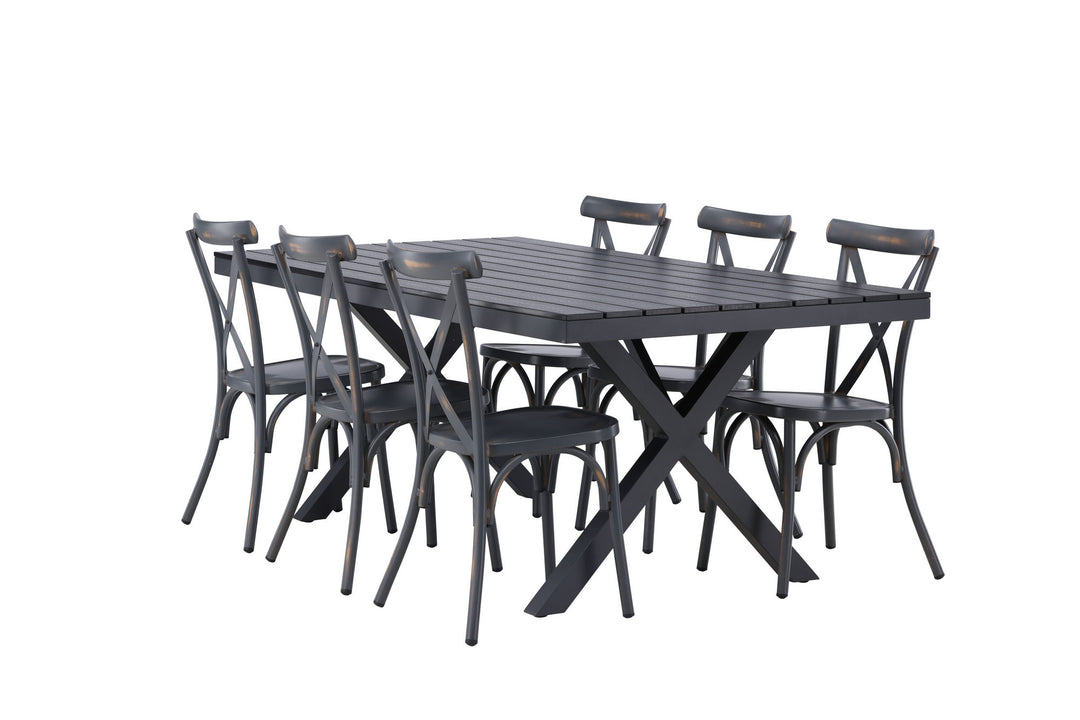 Venture Home Garcia Diningtable Alumnium - Black / Rectangular 100*200* +Tablas Diningchair Aluminium - Black / _6