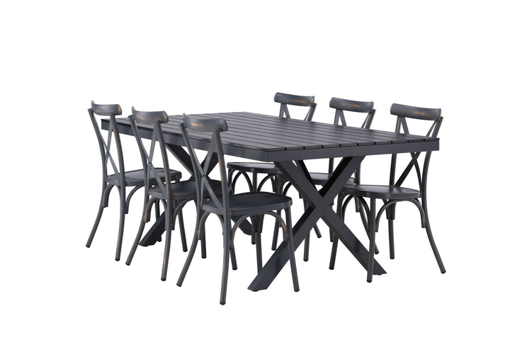 Venture Home Garcia Diningtable Alumnium - Black / Rectangular 100*200* +Tablas Diningchair Aluminium - Black / _6