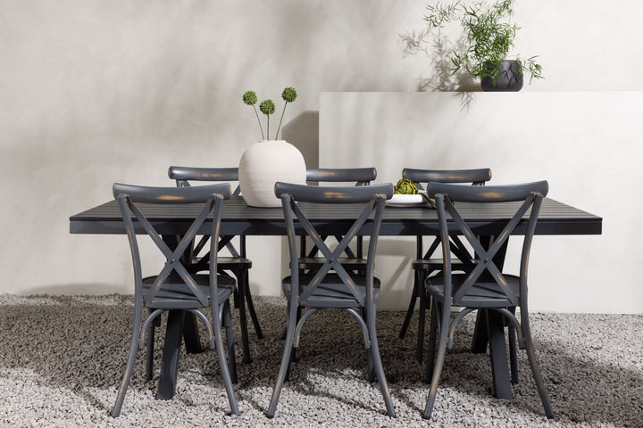 Venture Home Garcia Diningtable Alumnium - Black / Rectangular 100*200* +Tablas Diningchair Aluminium - Black / _6