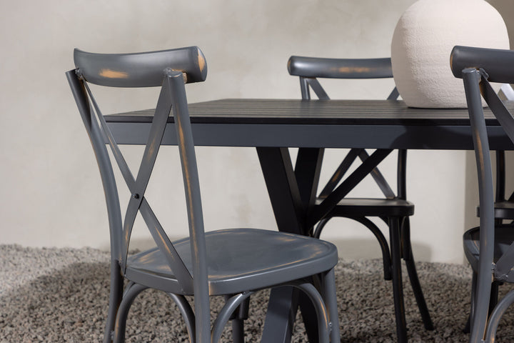 Venture Home Garcia Diningtable Alumnium - Black / Rectangular 100*200* +Tablas Diningchair Aluminium - Black / _6