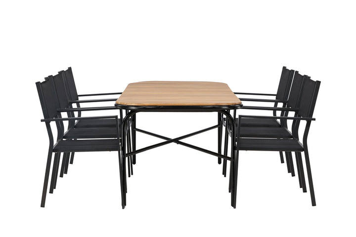 Venture Home Holmbeck Diningtable Steel - Black / Rectangular 90*200*75 +Copacabana Stacking Chair - Black/Black - Ersätter 4131-408 _6