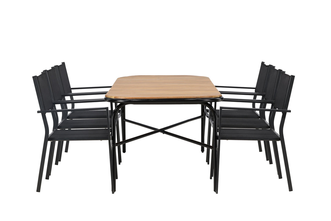 Venture Home Holmbeck Diningtable Steel - Black / Rectangular 90*200*75 +Copacabana Stacking Chair - Black/Black - Ersätter 4131-408 _6