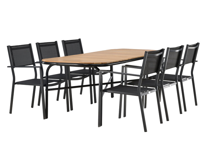 Venture Home Holmbeck Diningtable Steel - Black / Rectangular 90*200*75 +Copacabana Stacking Chair - Black/Black - Ersätter 4131-408 _6