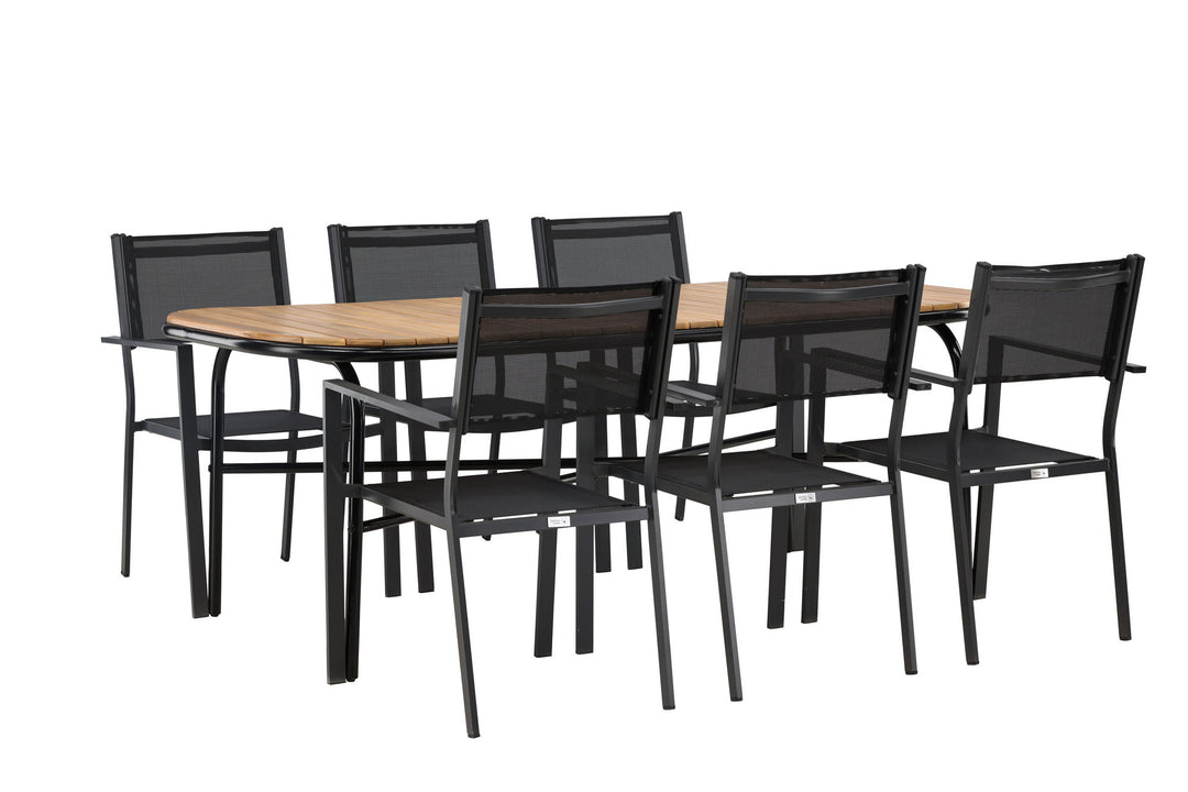 Venture Home Holmbeck Diningtable Steel - Black / Rectangular 90*200*75 +Copacabana Stacking Chair - Black/Black - Ersätter 4131-408 _6