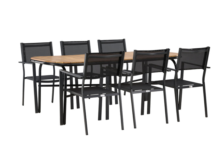 Venture Home Holmbeck Diningtable Steel - Black / Rectangular 90*200*75 +Copacabana Stacking Chair - Black/Black - Ersätter 4131-408 _6