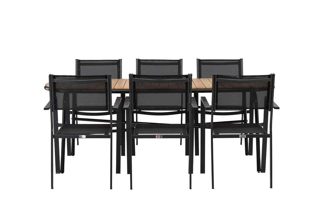 Venture Home Holmbeck Diningtable Steel - Black / Rectangular 90*200*75 +Copacabana Stacking Chair - Black/Black - Ersätter 4131-408 _6