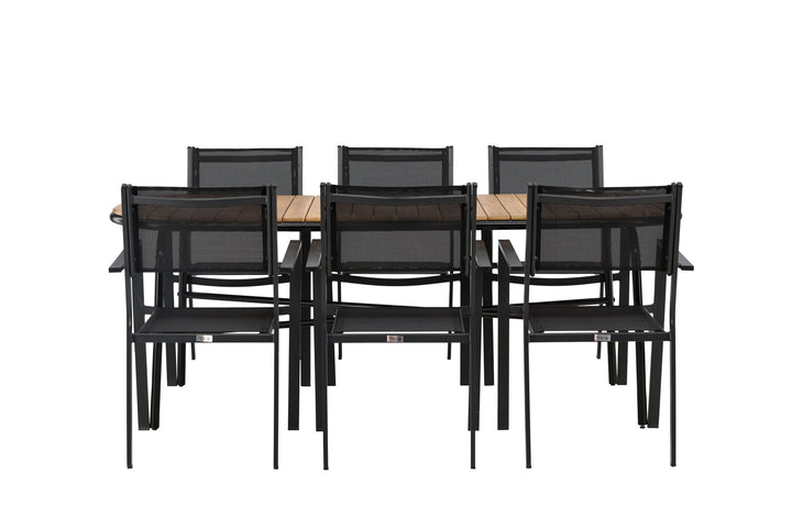 Venture Home Holmbeck Diningtable Steel - Black / Rectangular 90*200*75 +Copacabana Stacking Chair - Black/Black - Ersätter 4131-408 _6