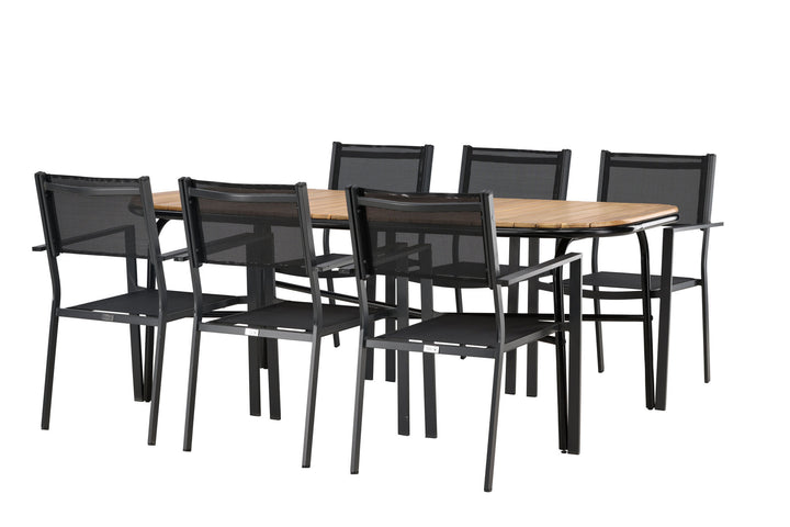 Venture Home Holmbeck Diningtable Steel - Black / Rectangular 90*200*75 +Copacabana Stacking Chair - Black/Black - Ersätter 4131-408 _6