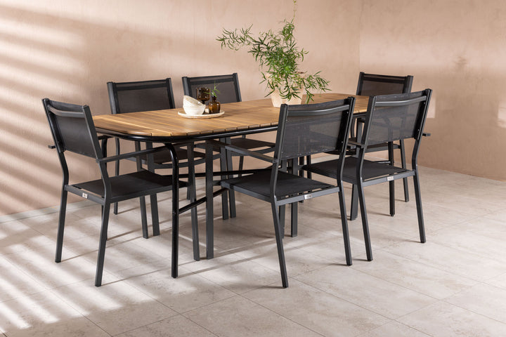 Venture Home Holmbeck Diningtable Steel - Black / Rectangular 90*200*75 +Copacabana Stacking Chair - Black/Black - Ersätter 4131-408 _6