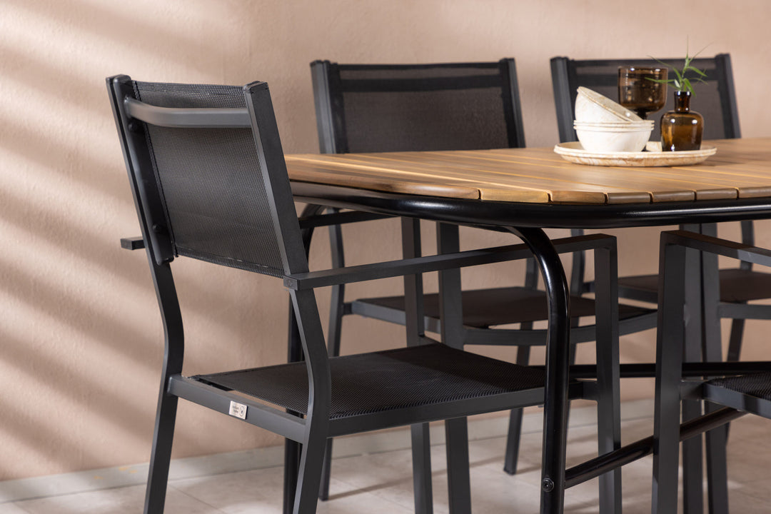 Venture Home Holmbeck Diningtable Steel - Black / Rectangular 90*200*75 +Copacabana Stacking Chair - Black/Black - Ersätter 4131-408 _6