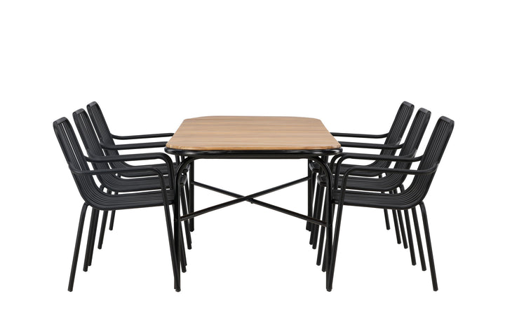Venture Home Holmbeck Diningtable Steel - Black / Rectangular 90*200*75 +Peking Diningchair Aluminium - Black / _6