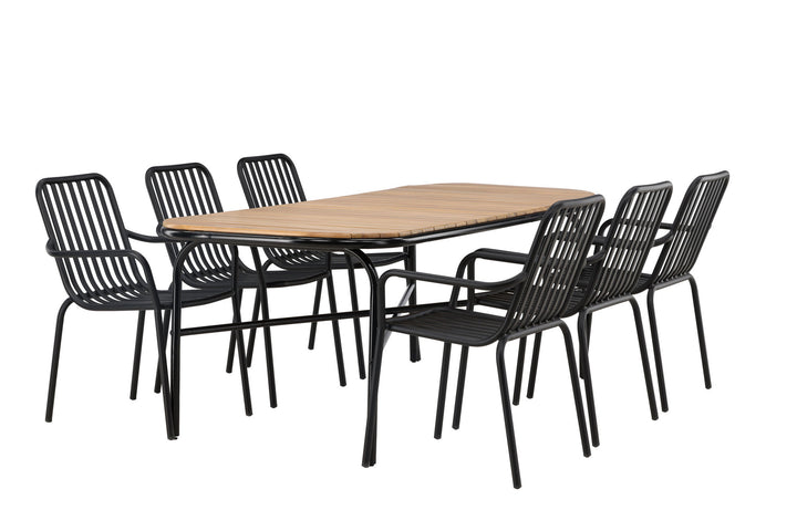 Venture Home Holmbeck Diningtable Steel - Black / Rectangular 90*200*75 +Peking Diningchair Aluminium - Black / _6