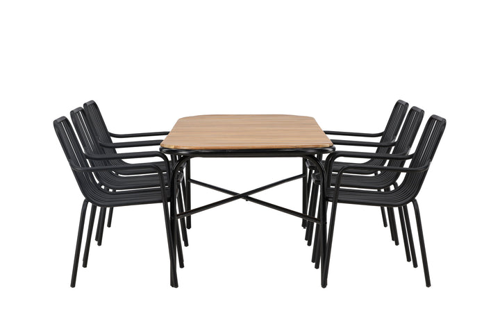 Venture Home Holmbeck Diningtable Steel - Black / Rectangular 90*200*75 +Peking Diningchair Aluminium - Black / _6