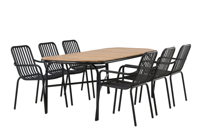 Venture Home Holmbeck Diningtable Steel - Black / Rectangular 90*200*75 +Peking Diningchair Aluminium - Black / _6