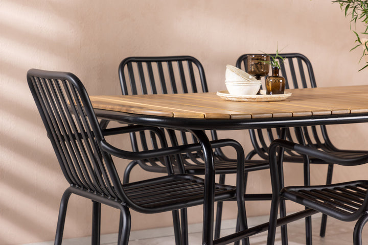 Venture Home Holmbeck Diningtable Steel - Black / Rectangular 90*200*75 +Peking Diningchair Aluminium - Black / _6