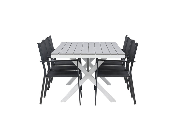 Venture Home Garcia Diningtable Alumnium - White / Light Grey Aintwood / Rectangular 100*200* +Copacabana Stacking Chair - Black/Black - Ersätter 4131-408 _6