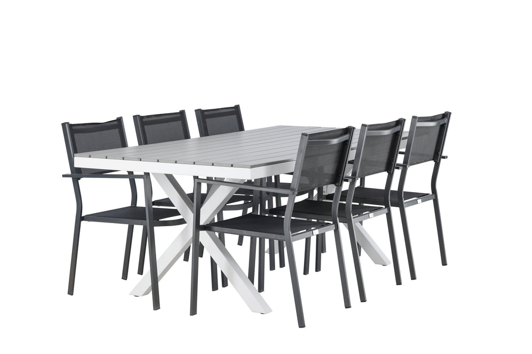 Venture Home Garcia Diningtable Alumnium - White / Light Grey Aintwood / Rectangular 100*200* +Copacabana Stacking Chair - Black/Black - Ersätter 4131-408 _6