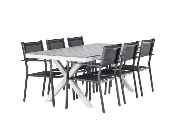 Venture Home Garcia Diningtable Alumnium - White / Light Grey Aintwood / Rectangular 100*200* +Copacabana Stacking Chair - Black/Black - Ersätter 4131-408 _6