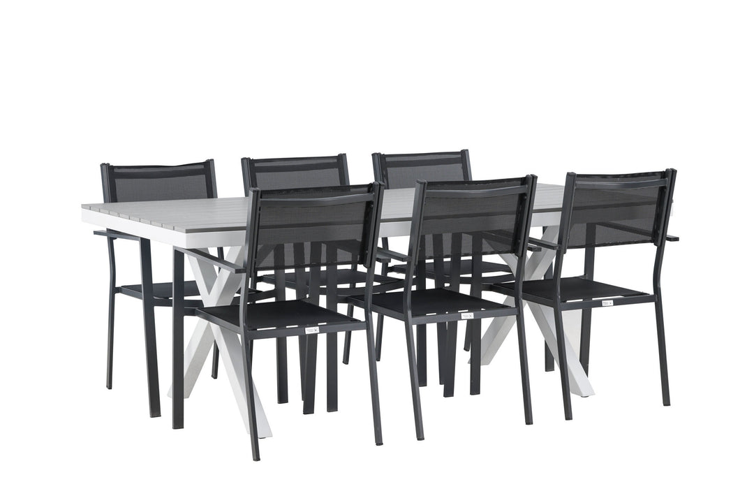 Venture Home Garcia Diningtable Alumnium - White / Light Grey Aintwood / Rectangular 100*200* +Copacabana Stacking Chair - Black/Black - Ersätter 4131-408 _6