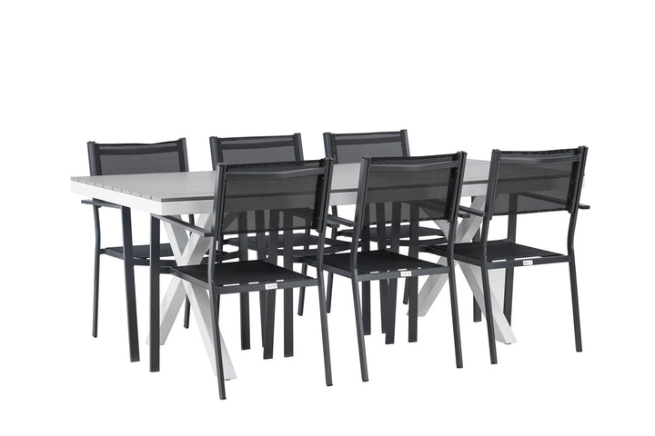 Venture Home Garcia Diningtable Alumnium - White / Light Grey Aintwood / Rectangular 100*200* +Copacabana Stacking Chair - Black/Black - Ersätter 4131-408 _6