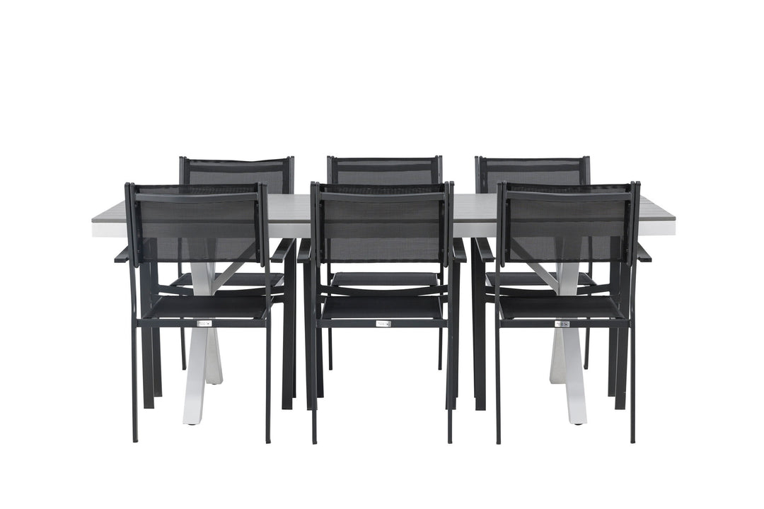 Venture Home Garcia Diningtable Alumnium - White / Light Grey Aintwood / Rectangular 100*200* +Copacabana Stacking Chair - Black/Black - Ersätter 4131-408 _6