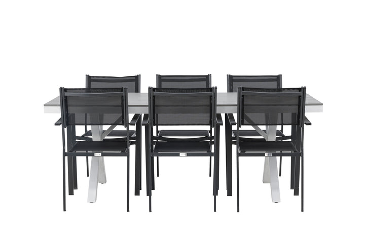 Venture Home Garcia Diningtable Alumnium - White / Light Grey Aintwood / Rectangular 100*200* +Copacabana Stacking Chair - Black/Black - Ersätter 4131-408 _6