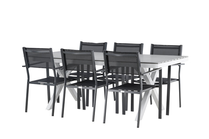 Venture Home Garcia Diningtable Alumnium - White / Light Grey Aintwood / Rectangular 100*200* +Copacabana Stacking Chair - Black/Black - Ersätter 4131-408 _6
