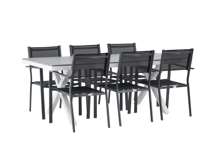 Venture Home Garcia Diningtable Alumnium - White / Light Grey Aintwood / Rectangular 100*200* +Copacabana Stacking Chair - Black/Black - Ersätter 4131-408 _6
