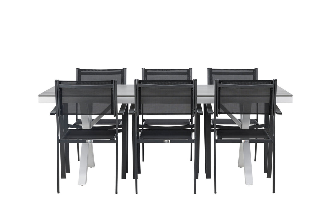 Venture Home Garcia Diningtable Alumnium - White / Light Grey Aintwood / Rectangular 100*200* +Copacabana Stacking Chair - Black/Black - Ersätter 4131-408 _6