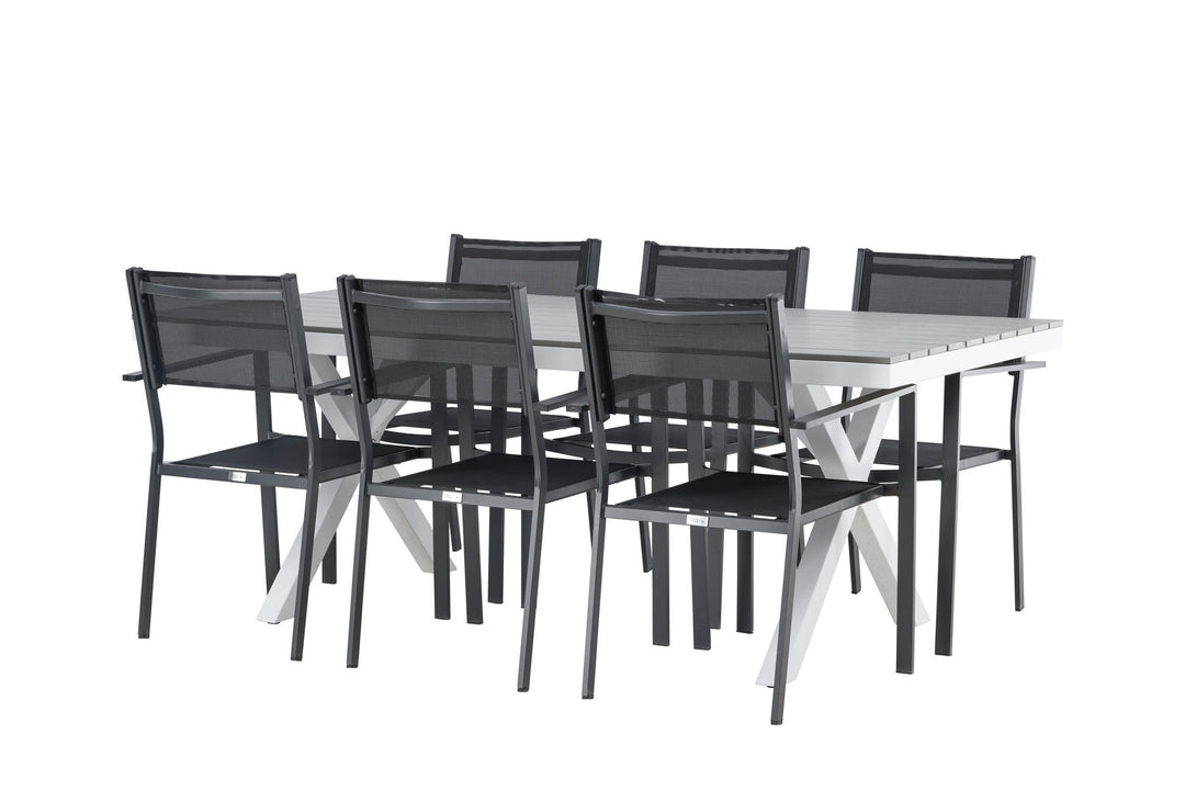 Venture Home Garcia Diningtable Alumnium - White / Light Grey Aintwood / Rectangular 100*200* +Copacabana Stacking Chair - Black/Black - Ersätter 4131-408 _6