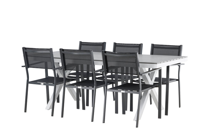Venture Home Garcia Diningtable Alumnium - White / Light Grey Aintwood / Rectangular 100*200* +Copacabana Stacking Chair - Black/Black - Ersätter 4131-408 _6