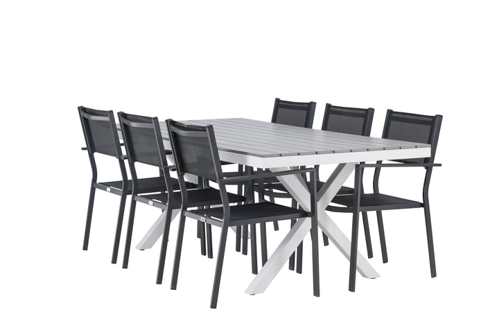 Venture Home Garcia Diningtable Alumnium - White / Light Grey Aintwood / Rectangular 100*200* +Copacabana Stacking Chair - Black/Black - Ersätter 4131-408 _6
