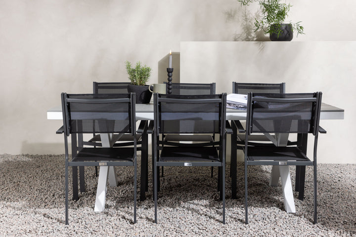 Venture Home Garcia Diningtable Alumnium - White / Light Grey Aintwood / Rectangular 100*200* +Copacabana Stacking Chair - Black/Black - Ersätter 4131-408 _6