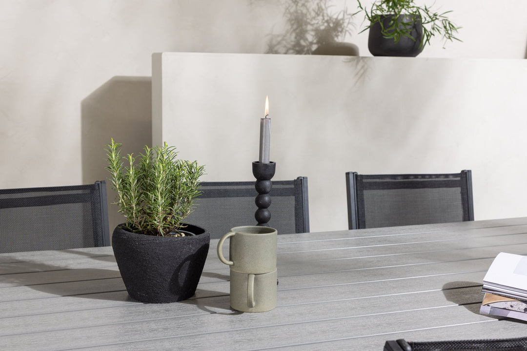 Venture Home Garcia Diningtable Alumnium - White / Light Grey Aintwood / Rectangular 100*200* +Copacabana Stacking Chair - Black/Black - Ersätter 4131-408 _6
