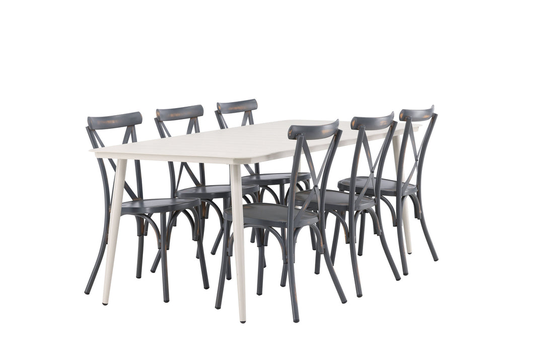Venture Home Lina Dining Table - Beige - 200*90 +Tablas Diningchair Aluminium - Black / _6