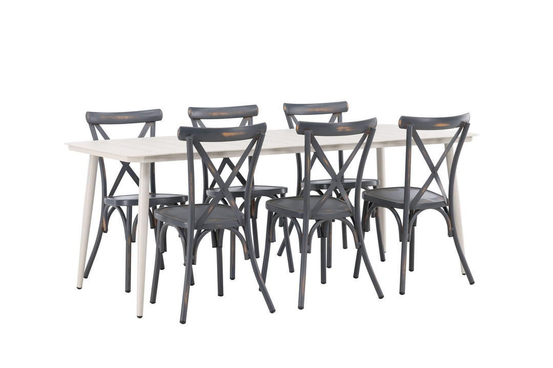 Venture Home Lina Dining Table - Beige - 200*90 +Tablas Diningchair Aluminium - Black / _6