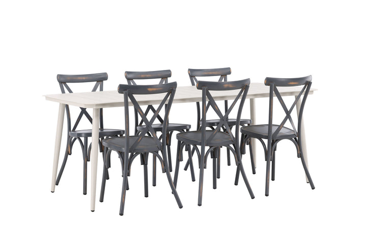 Venture Home Lina Dining Table - Beige - 200*90 +Tablas Diningchair Aluminium - Black / _6