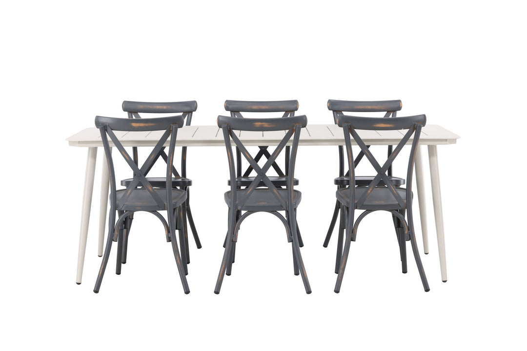 Venture Home Lina Dining Table - Beige - 200*90 +Tablas Diningchair Aluminium - Black / _6