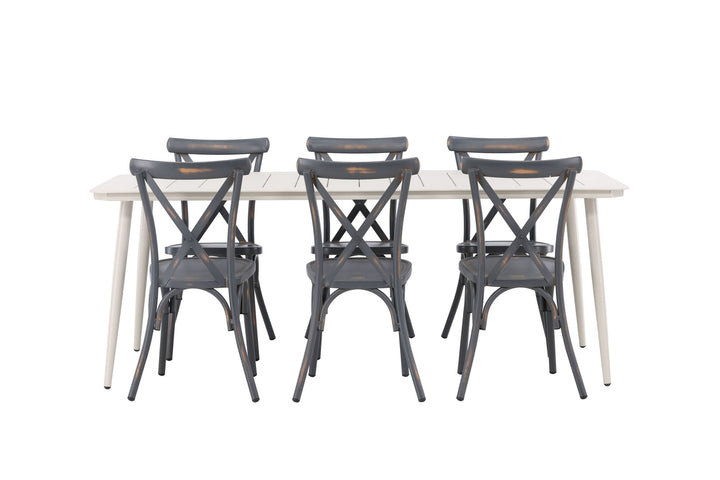 Venture Home Lina Dining Table - Beige - 200*90 +Tablas Diningchair Aluminium - Black / _6