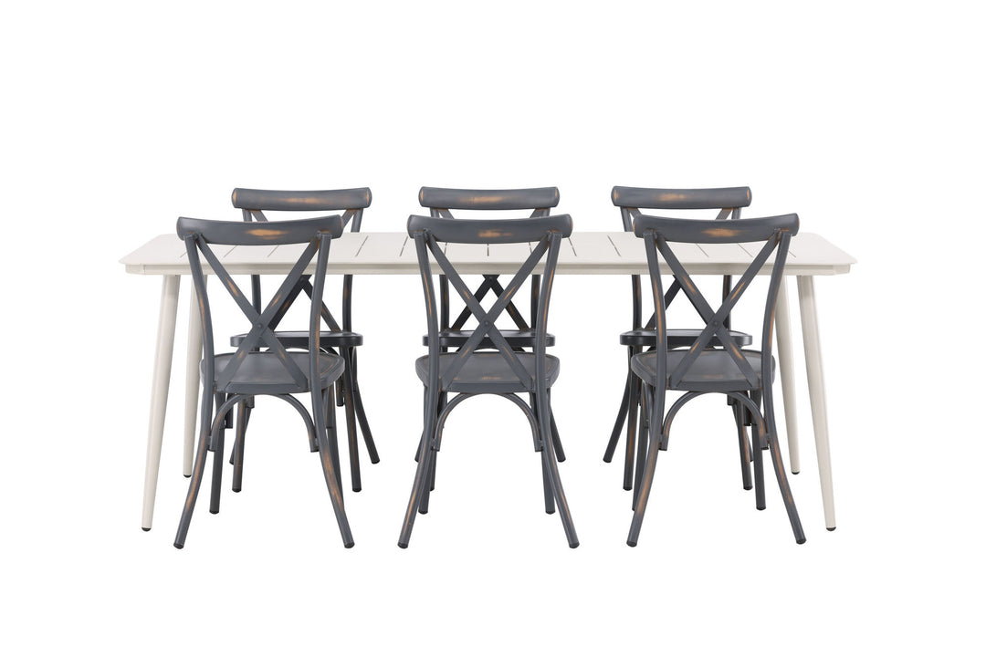 Venture Home Lina Dining Table - Beige - 200*90 +Tablas Diningchair Aluminium - Black / _6