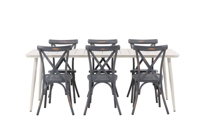 Venture Home Lina Dining Table - Beige - 200*90 +Tablas Diningchair Aluminium - Black / _6