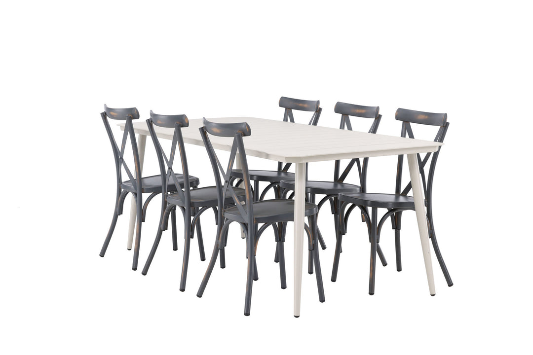 Venture Home Lina Dining Table - Beige - 200*90 +Tablas Diningchair Aluminium - Black / _6