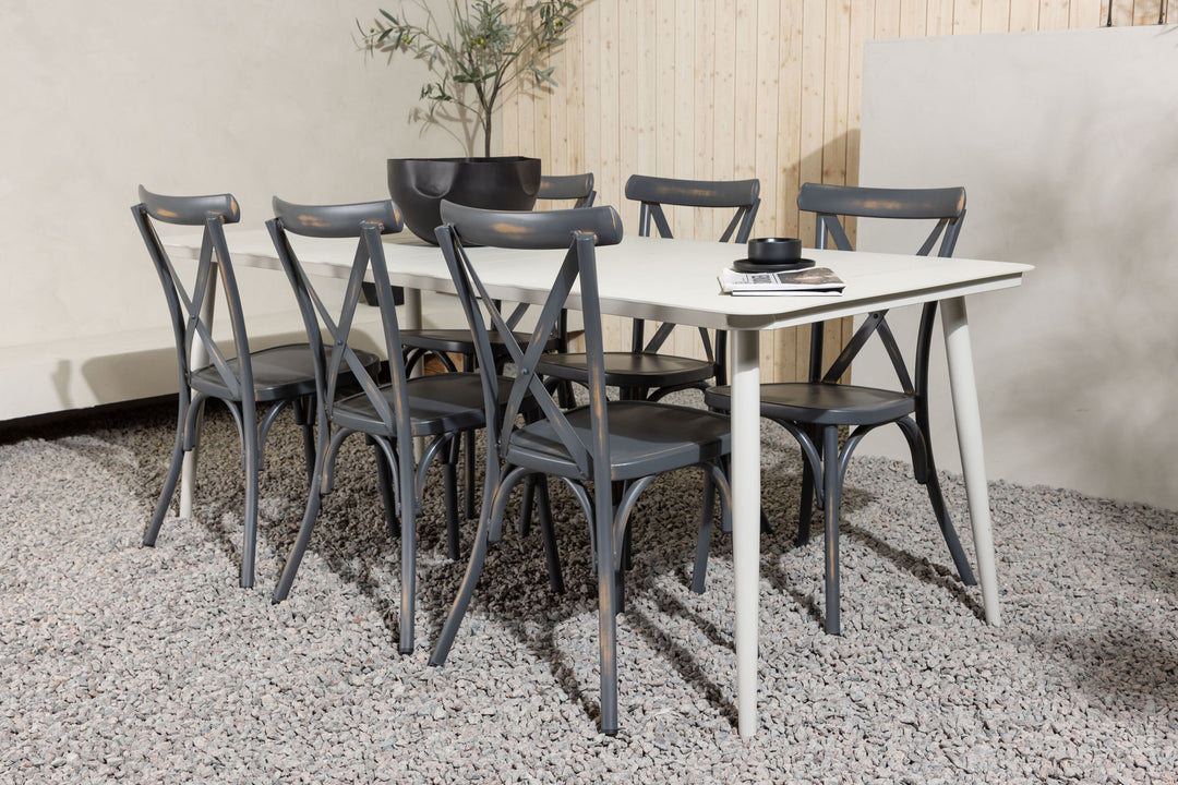 Venture Home Lina Dining Table - Beige - 200*90 +Tablas Diningchair Aluminium - Black / _6