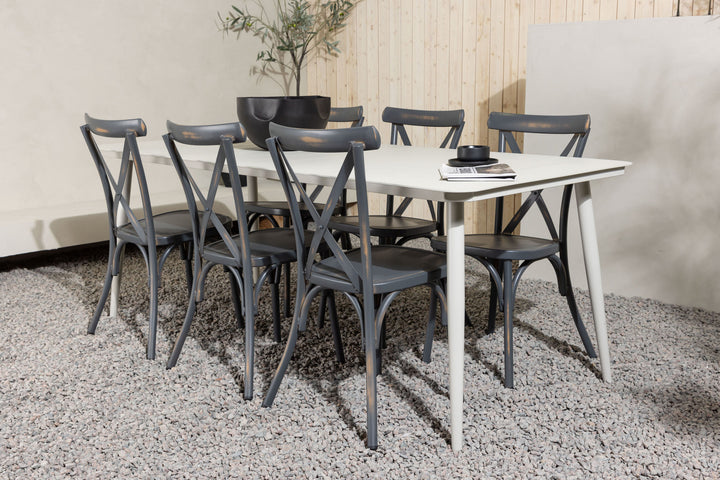 Venture Home Lina Dining Table - Beige - 200*90 +Tablas Diningchair Aluminium - Black / _6