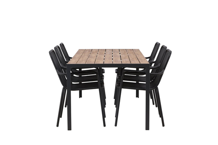 Venture Home Break Diningtable Alumnium - Black / Nature Rectangular 90*200* +Peking Diningchair Aluminium - Black / _6