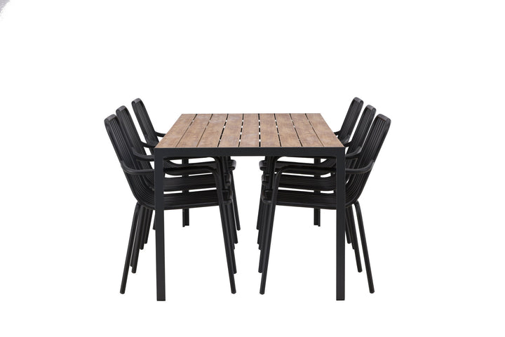Venture Home Break Diningtable Alumnium - Black / Nature Rectangular 90*200* +Peking Diningchair Aluminium - Black / _6