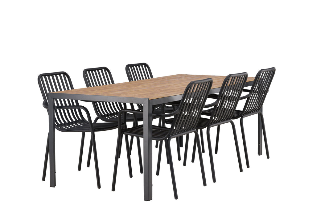 Venture Home Break Diningtable Alumnium - Black / Nature Rectangular 90*200* +Peking Diningchair Aluminium - Black / _6