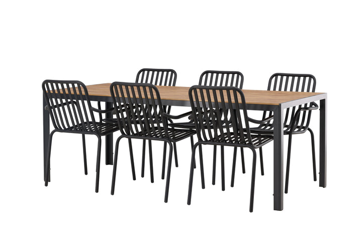 Venture Home Break Diningtable Alumnium - Black / Nature Rectangular 90*200* +Peking Diningchair Aluminium - Black / _6
