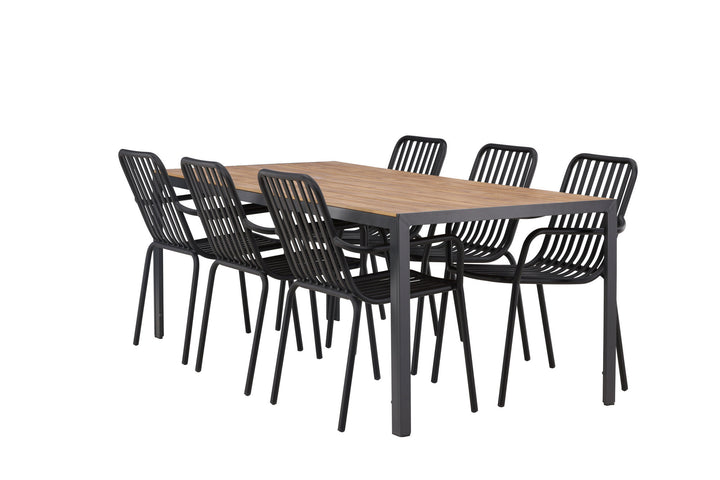 Venture Home Break Diningtable Alumnium - Black / Nature Rectangular 90*200* +Peking Diningchair Aluminium - Black / _6